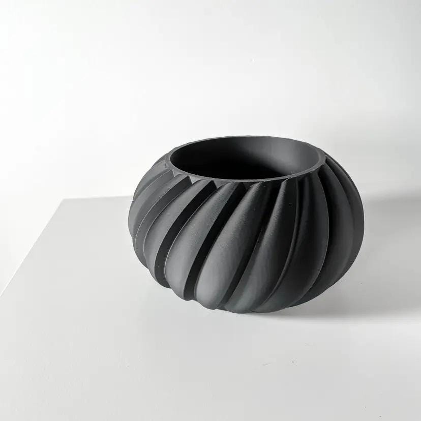 Modern Planter Pot with Tray, Sleek Home Decor