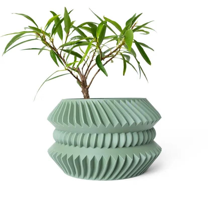 The Jako 3D Printed Planter Pot with Tray, Modern Home Decor