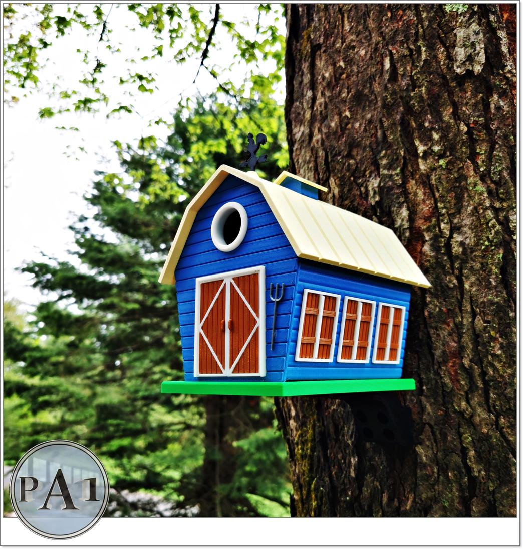Rustic Barn‑Style Birdhouse | Handmade Blue Farmhouse Bird House | Outdoor Garden Decor | Country Cottage Yard Accent