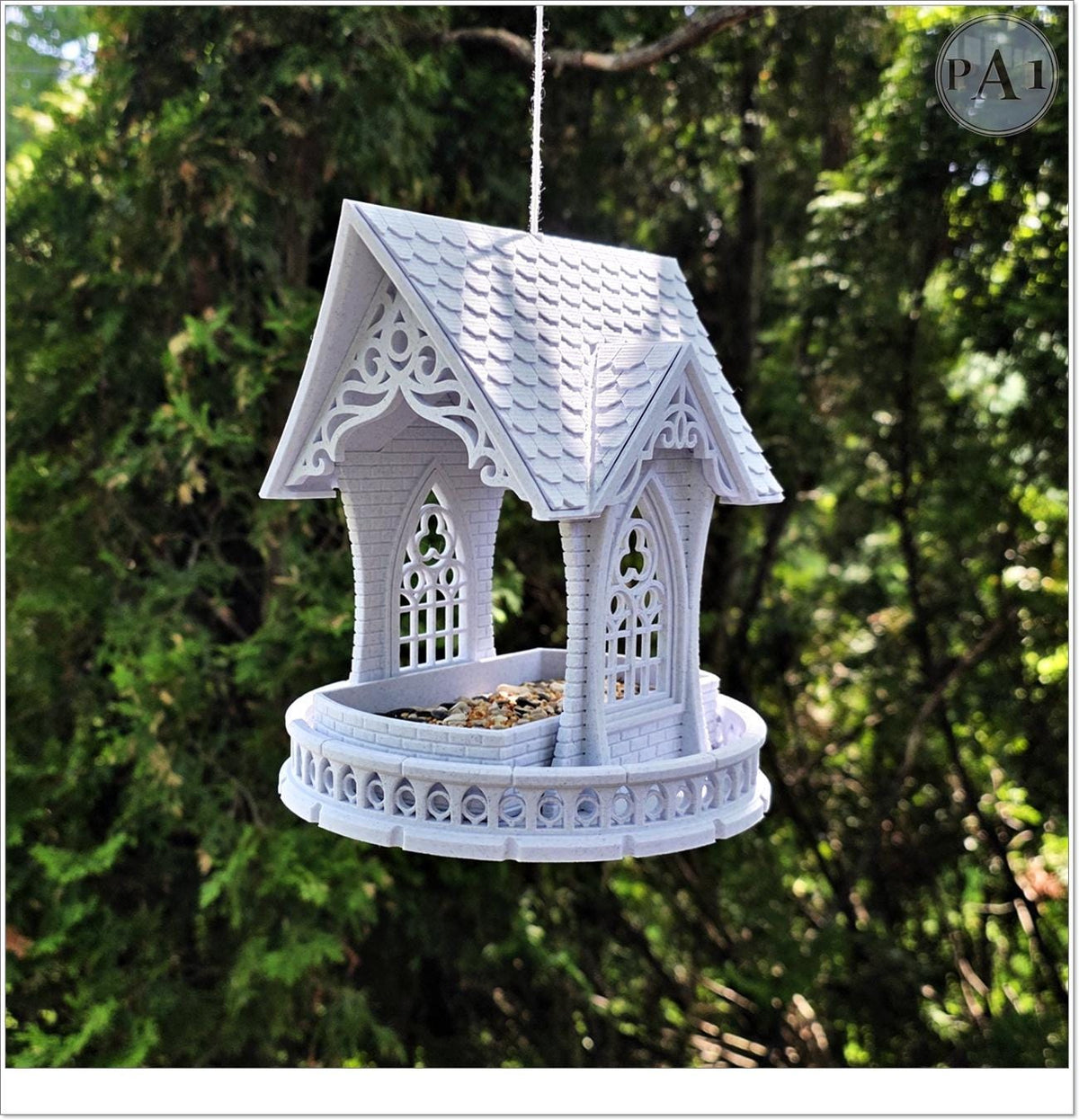 Gothic Cathedral Bird Feeder | Ornate Hanging Garden Decor | Victorian Outdoor Bird House